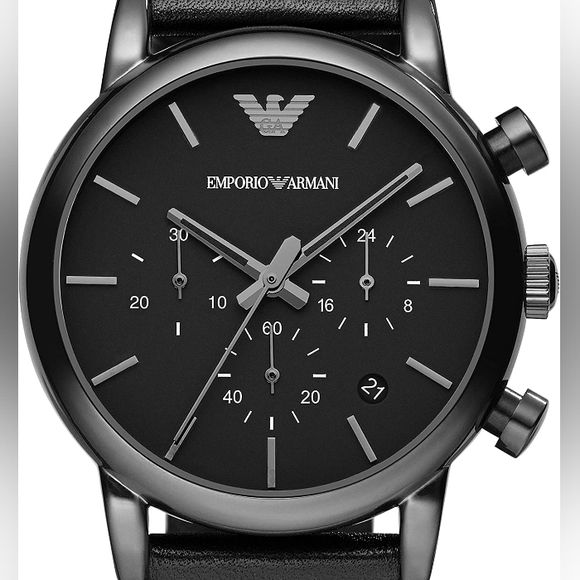 SOLD - Emporio Armani AR1737 Black Dial Black PVD Steel Unisex Chronograph Watch - Picture 10 of 14